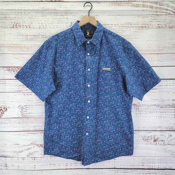 Jack + Sage Apres Camp Shirt Cocktail Print AOP Men's XL Short Sleeve Button - Picture 1 of 8